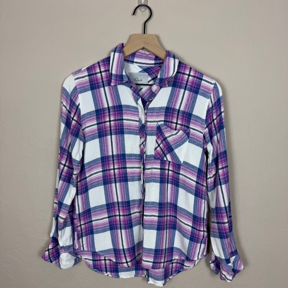 RAILS Hunter Button Down in White Denim Berry - Picture 4 of 13